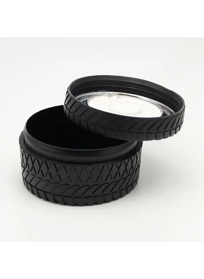 Black Windproof Push Down Rotating Ashtray With Lid Tire Design Home Decor Smoking Accessory - Image 5